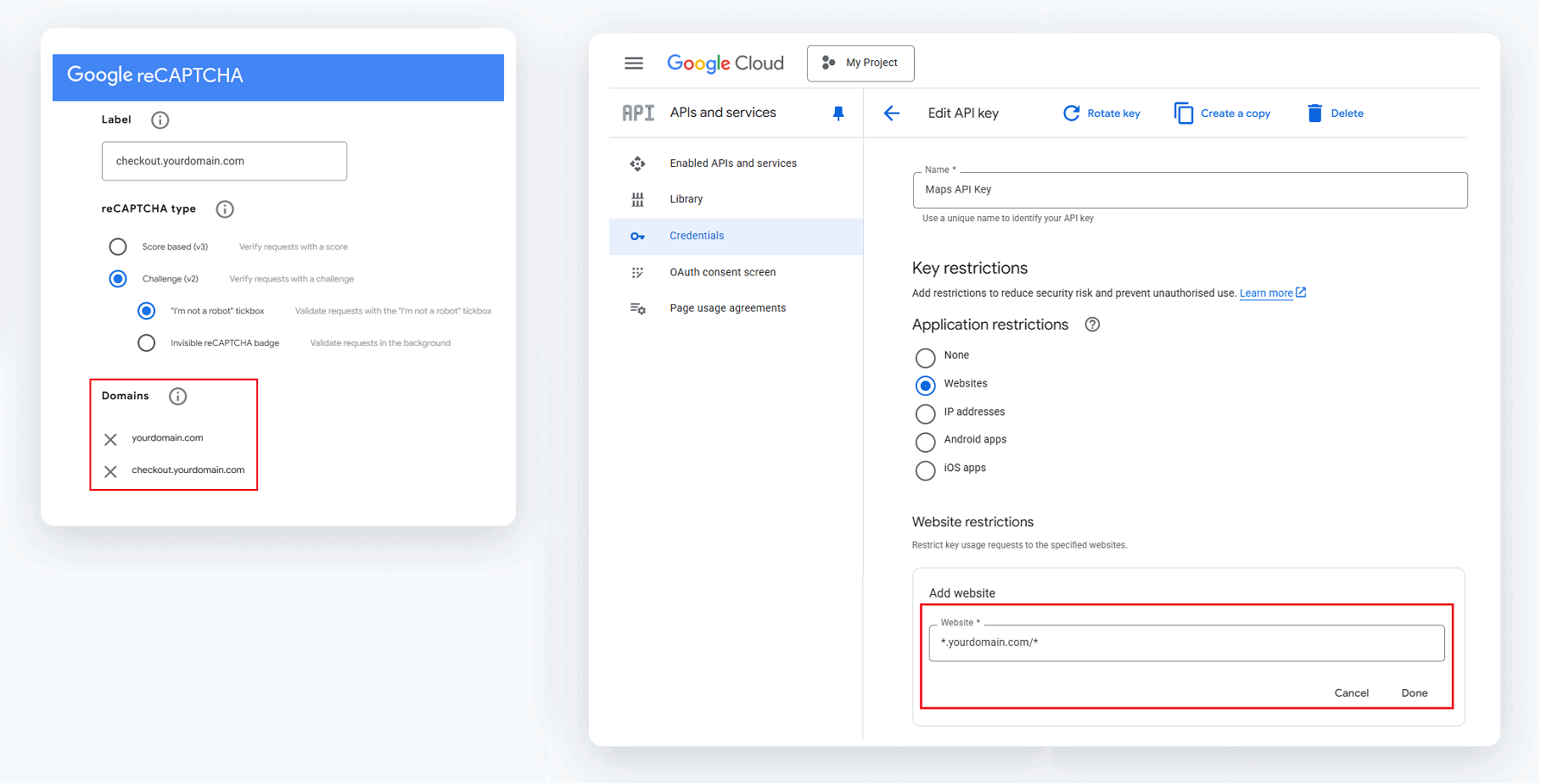reCAPTCHA v2 and Maps API